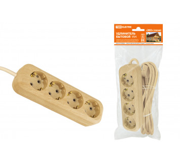 Удлинитель бытовой У04 4 гнезда, 3метра,2П+3, ПВС 3х1мм2 