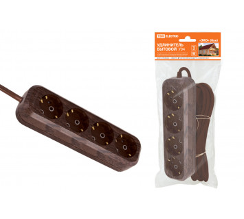 Удлинитель бытовой У04 4 гнезда, 3метра,2П+3, ПВС 3х1мм2 