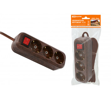 Удлинитель бытовой  У03В выключатель, 3 гнезда, 5метров,2П+3, ПВС 3х1мм2 
