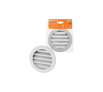 Решетка вентиляционная круглая алюминиевая с москитной сеткой, с фланцем d100, внеш. D125, TDM