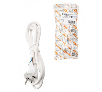 Шнур сетевой с вилкой ПВС 2x0,75мм? 1,5м б/з белый TDM