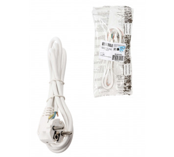 Шнур сетевой с вилкой ПВС 3x0,75мм? 3м с/з белый TDM