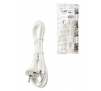 Шнур сетевой с вилкой ПВСмб 2x0,75мм2 1,5м б/з белый Народный