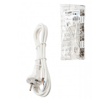 Шнур сетевой с вилкой ПВСмб 2x0,75мм2 3м б/з белый Народный