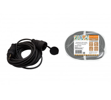 Удлинитель-шнур силовой каучук, КГ, IP44, штепс. гнездо с/з, 3500 Вт, 30 м Народный