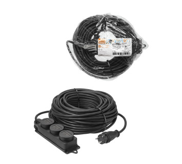 Удлинитель-шнур силовой каучук, КГ, IP44, 3 гнезда с/з, 4000 Вт, 40 м Народный