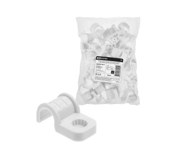 Крепеж-скоба для трубы 16 мм односторонняя для прямого монтажа (50 шт.) белая TDM