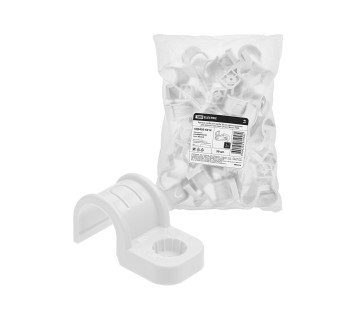 Крепеж-скоба для трубы 20 мм односторонняя для прямого монтажа (50 шт.) белая TDM