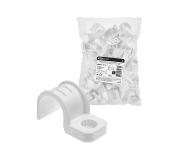 Крепеж-скоба для трубы 25 мм односторонняя для прямого монтажа (50 шт.) белая TDM