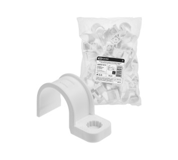 Крепеж-скоба для трубы 32 мм односторонняя для прямого монтажа (25 шт.) белая TDM