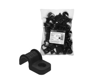 Крепеж-скоба для трубы 16 мм односторонняя для прямого монтажа (50 шт.) черная TDM