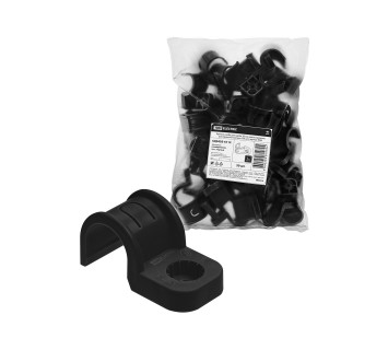 Крепеж-скоба для трубы 20 мм односторонняя для прямого монтажа (50 шт.) черная TDM