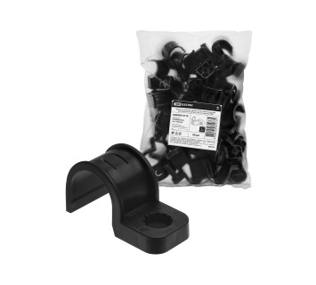 Крепеж-скоба для трубы 25 мм односторонняя для прямого монтажа (50 шт.) черная TDM