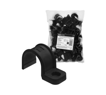 Крепеж-скоба для трубы 32 мм односторонняя для прямого монтажа (25 шт.) черная TDM