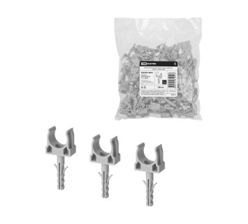 Крепеж-клипса для трубы 16 мм с дюбелем (100 шт.) серая TDM