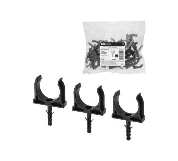 Крепеж-клипса для трубы 32 мм с дюбелем (25 шт.) черная TDM