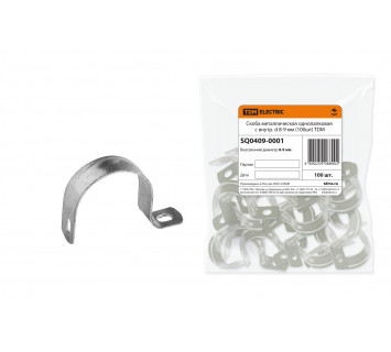 Скоба металлическая однолапковая с внутр. d 8-9 мм (100шт) TDM