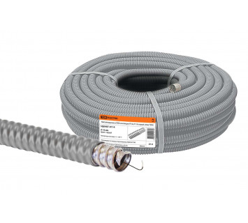 Металлорукав в ПВХ-изоляции РЗ-Ц-П 18 серый с протяжкой (25м) TDM