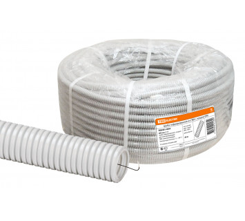 Труба гофрированная ПВХ d 40 с зондом (25 м) легкая TDM