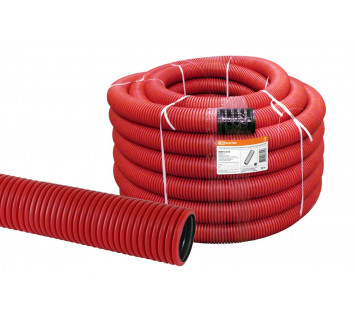 Труба гофрированная двустенная ПНД d 110 с зондом (50 м/уп.) красная TDM