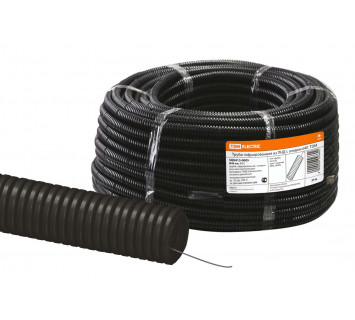 Труба гофрированная ПНД d 40 с зондом (25 м) легкая черная TDM
