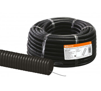 Труба гофрированная ПНД d 63 с зондом (15 м) легкая черная TDM