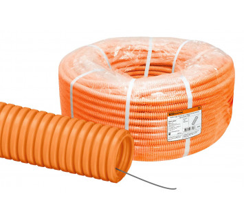 Труба гофрированная ПНД d 50 с зондом (20 м) легкая оранжевая TDM