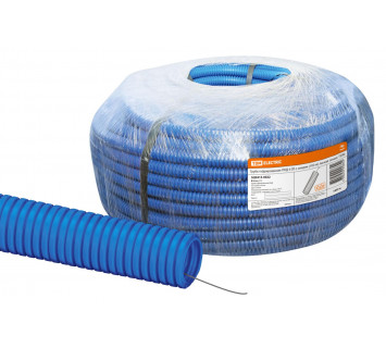 Труба гофрированная ПНД d 20 с зондом (100 м) легкая синяя TDM