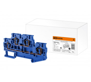 Двухуровневый зажим клеммный безвинтовой (ДЗКБ) 4 мм2 40А синий TDM