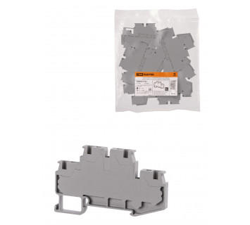 Зажим клеммный безвинтовой ЗКБ быстрого зажима двухуровневый 2,5 мм2 24А серый (Ph-C PTTB 2,5) TDM