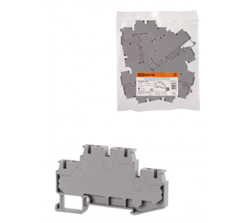 Зажим клеммный безвинтовой ЗКБ быстрого зажима двухуровневый 4 мм2 32А серый (Ph-C PTTB 4) TDM