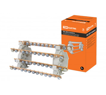 Распределительный блок на DIN-рейку РБ-200 4П 200А (4 шины 10xM6+1хM8) TDM