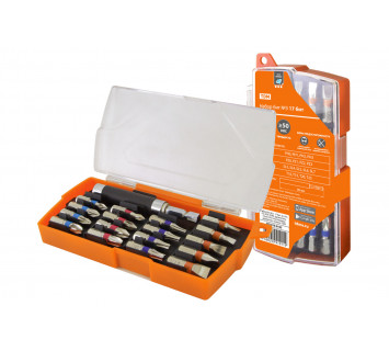 Набор бит №3,  17 бит: SL, PH, PZ, HEX, TORX, удлинитель, сталь CR-V, пластиковом держателе, «Алмаз»