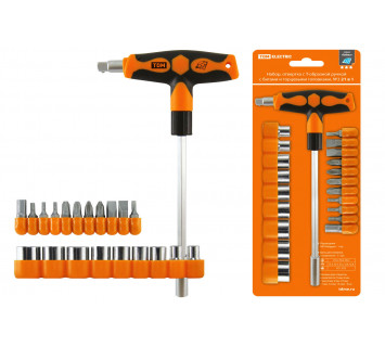 Набор, отвертка с Т-образной ручкой с битами и торцевыми головками, №3, 21 предмет 