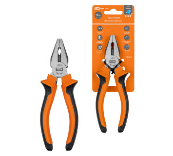 Пассатижи (плоскогубцы), с двухкомпонентными рукоятками,  CR-V сталь 160 мм, серия 