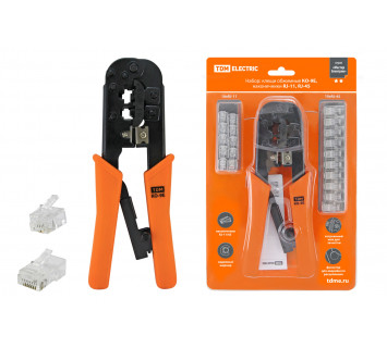 Набор: клещи обжимные KO-9E (RJ-11/45), наконечники RJ-11(10 шт), RJ-45(10 шт), «МастерЭлектрик» TDM