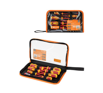 Набор диэлектрических отверток №3, тканевый пенал, 8 предметов, 1000 В, «ПрофиЭлектрик» TDM