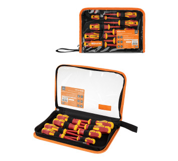 Набор диэлектрических отверток №4, тканевый пенал, 9 предметов, 1000 В, «ПрофиЭлектрик» TDM