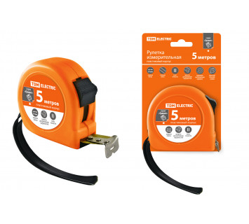 Рулетка, длина 5 м, стальная лента, ширина 19 мм, пластиковый корпус, 