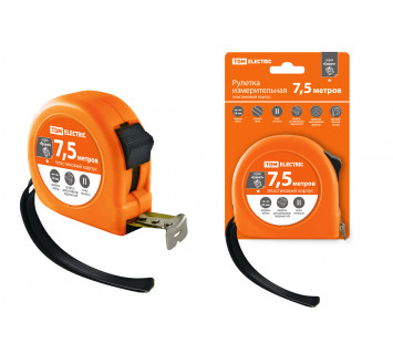 Рулетка, длина 7.5 м, стальная лента, ширина 25 мм, пластиковый корпус, 
