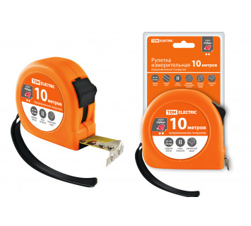 Рулетка, длина 10 м, стальная лента, ширина 25 мм, прорезиненное покрытие, магнит, 