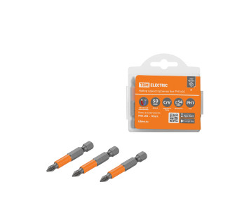 Набор бит PH1x50, односторонних, сталь CrV, Е 1/4