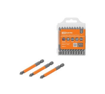 Набор бит PH2x70, односторонних, сталь CrV, Е 1/4