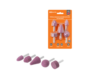 Набор шарошек шлифовальных, абразивных, ? 6 мм, L 45-60 мм, оксид алюминия, 5 шт, 