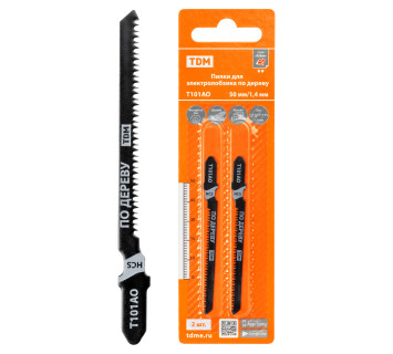 Пилки для электролобзика по дереву, HCS, 50х1,4 мм, фигурный рез, T101AO, 2 шт, 