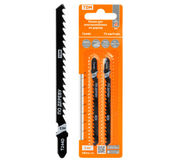 Пилки для электролобзика по дереву, HCS, 75х4 мм, криволинейный рез, T244D, 2 шт, 