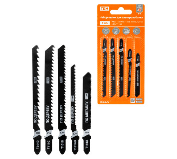 Набор пилок для электролобзика по дер: T101AO,T101B,T111C,244D, по метал. T118A, 5 шт, 