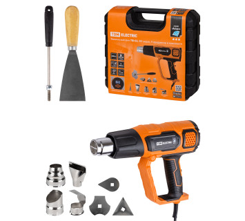 Технический фен ТФ-02, 2000 Вт, 9 предм., ЖК-экр., 2 реж., плавн. рег., 50-600 C, кейс, 