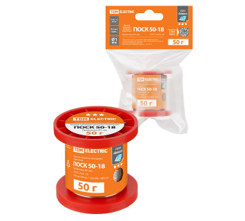 Припой ПОСК 50-18, проволока, ГОСТ 21931-76, ?1 мм, 50 г, катушка, инд. упак., 