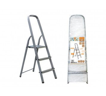 Стремянка стальная ССт-3, 3 ступени с цинковым покрытием, стальной профиль, h=600 мм, Народная